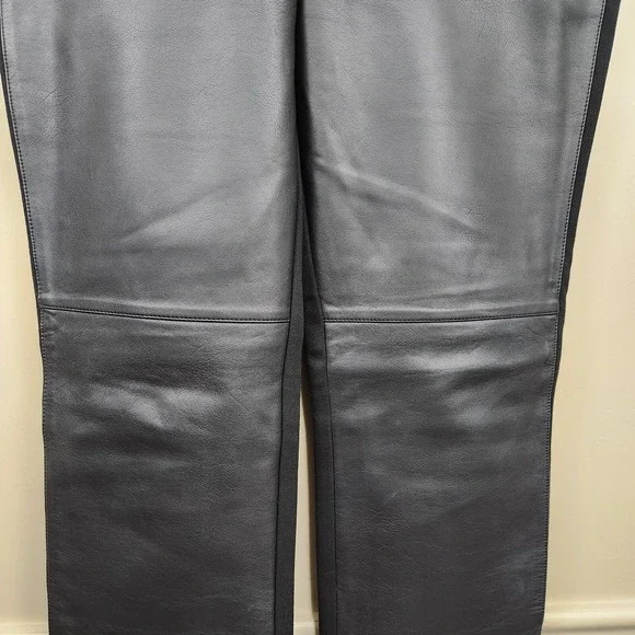 CHICO'S‎ Abbey Pieced Black Faux-Leather Front Knit Pants Elastic Women's SZ S/4 - Picture 4 of 15